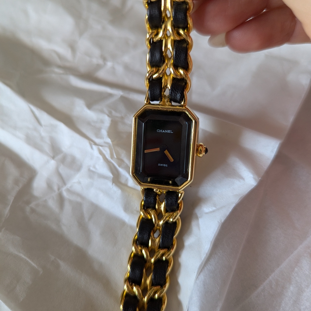 Chanel Gold and Black Chain Watch